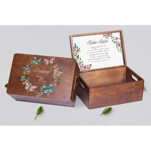 Skrzyneczka dla Rodziców - brązowa Akwarelowe Wianki Motyw 3