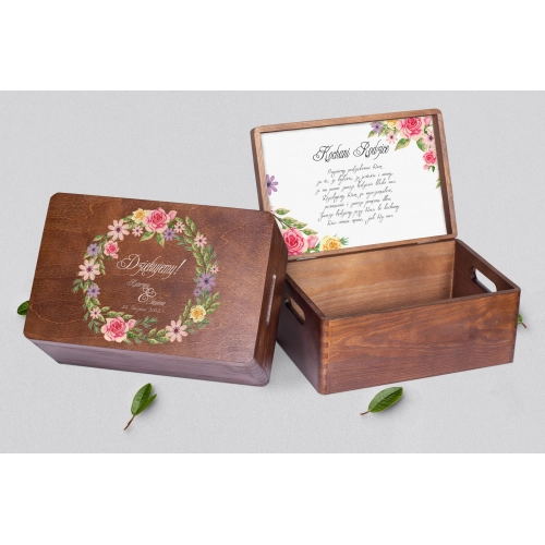 Skrzyneczka dla Rodziców - brązowa Akwarelowe Wianki Motyw 5