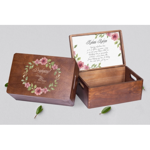 Skrzyneczka dla Rodziców - brązowa Akwarelowe Wianki Motyw 6