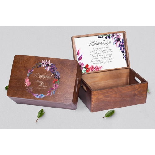 Skrzyneczka dla Rodziców - brązowa Akwarelowe Wianki Motyw 7