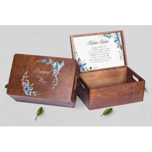 Skrzyneczka dla Rodziców - brązowa Akwarelowe Wianki Motyw 8