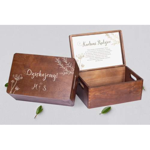 Skrzyneczka dla Rodziców - brązowa Fiori Motyw 4