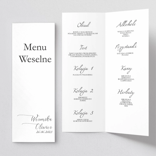 Menu Weselne Minimalistyczne - Motyw 1