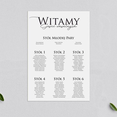 Plan stołów weselnych Minimalistyczne - Motyw 2