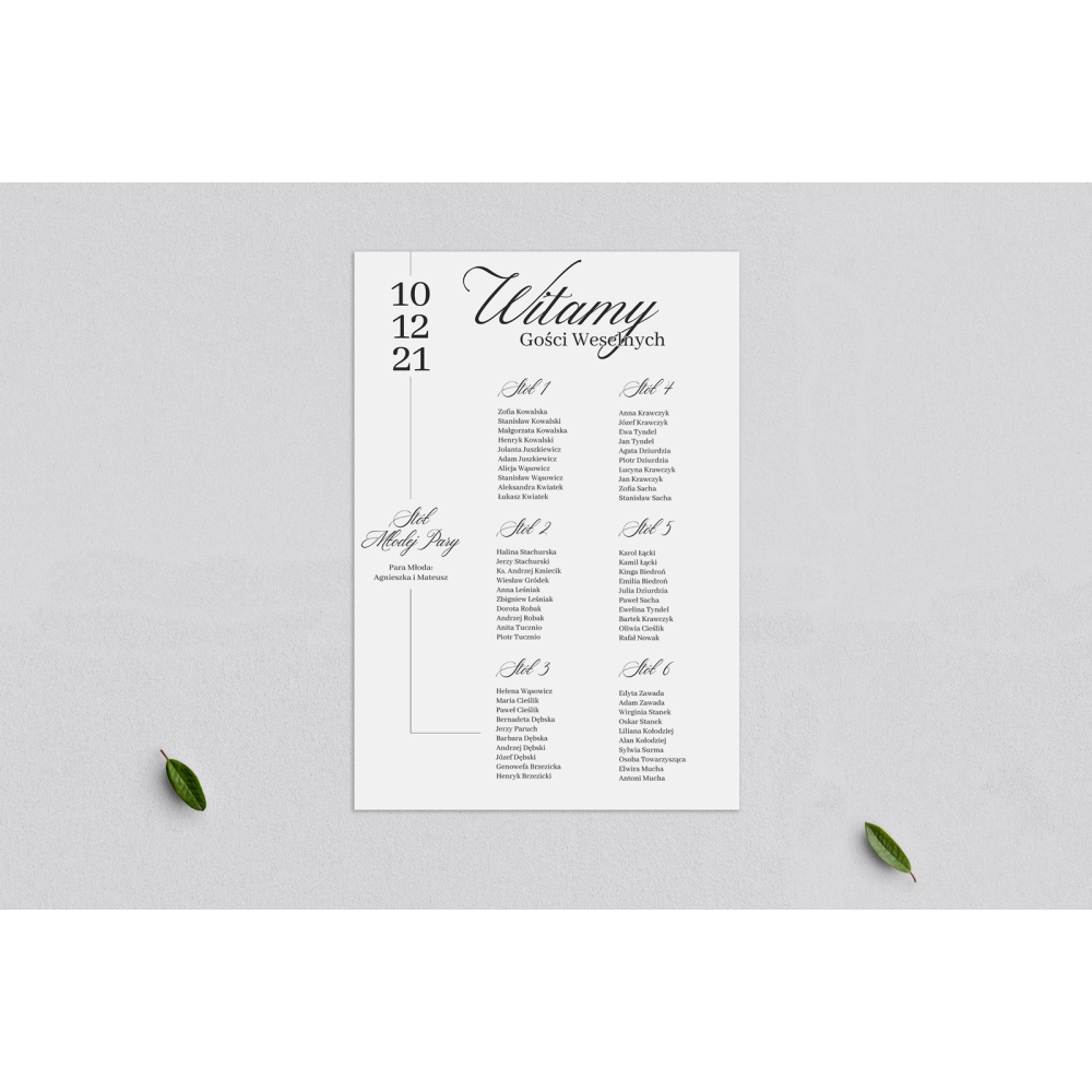 Plan stołów weselnych Minimalistyczne - Motyw 4