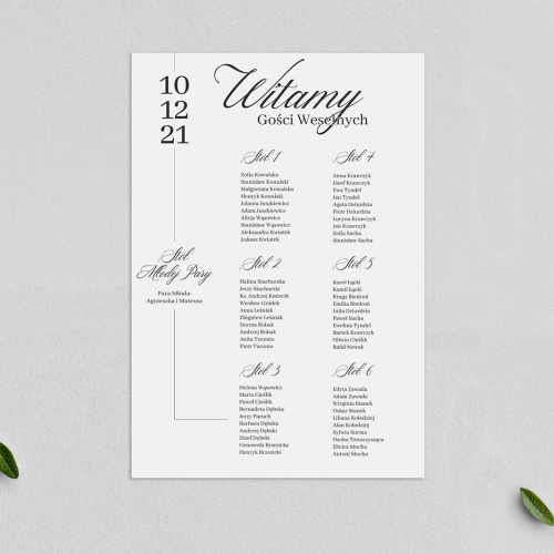 Plan stołów weselnych Minimalistyczne - Motyw 4