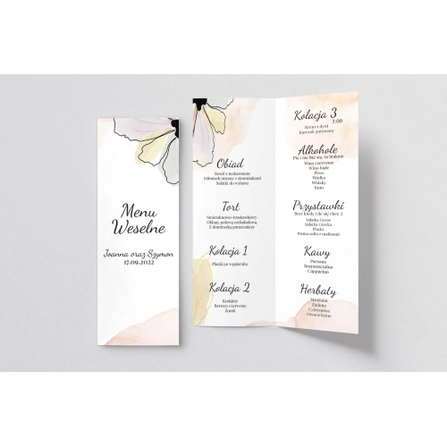 Menu Weselne Watercolor Wedding - Motyw 1