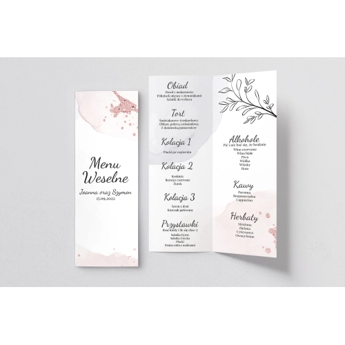 Menu Weselne Watercolor Wedding - Motyw 2