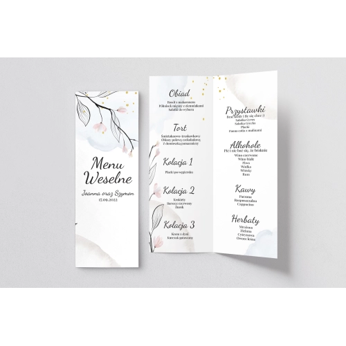 Menu Weselne Watercolor Wedding - Motyw 3