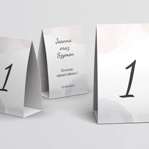 Numerki na stół Watercolor Wedding Motyw 2