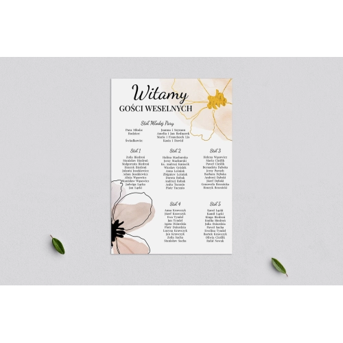 Plan stołów weselnych Watercolor Wedding - Motyw 1