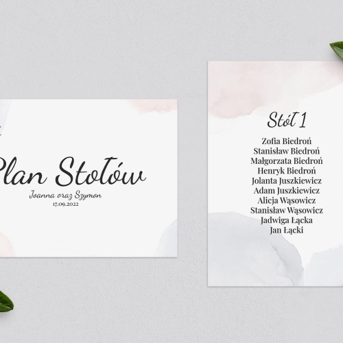 Plan Stołów - Karteczka Watercolor Wedding Motyw 2