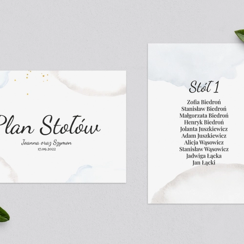 Plan Stołów - Karteczka Watercolor Wedding Motyw 3