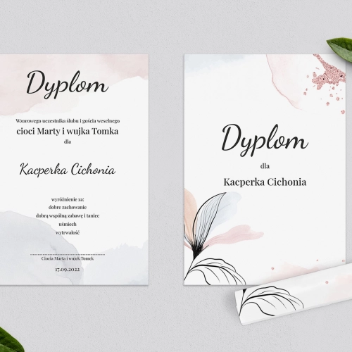 Dyplomy dla Dzieci - Watercolor Wedding Motyw 2