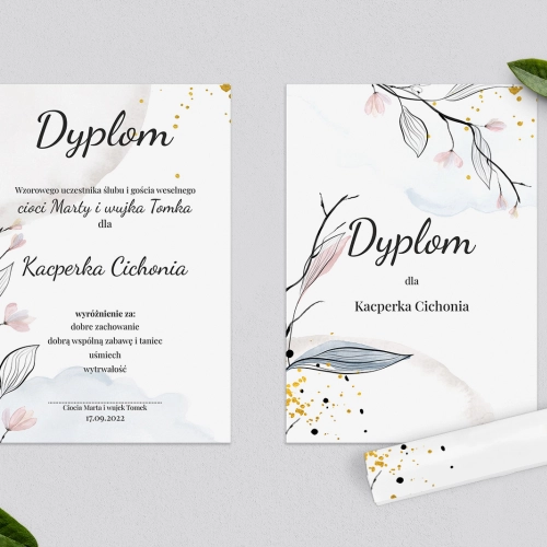 Dyplomy dla Dzieci - Watercolor Wedding Motyw 3