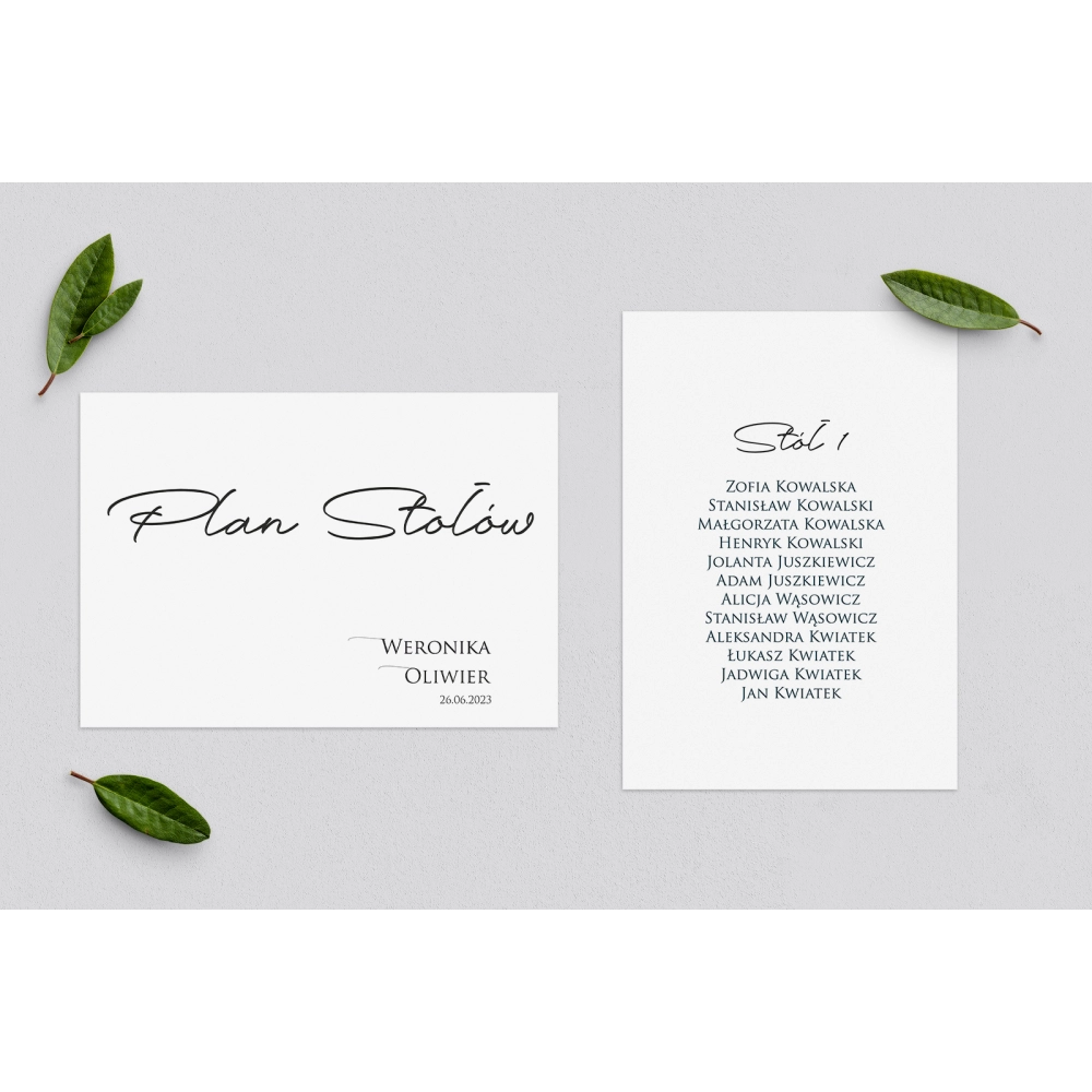 Plan Stołów - Karteczka Minimalistyczne Motyw 2