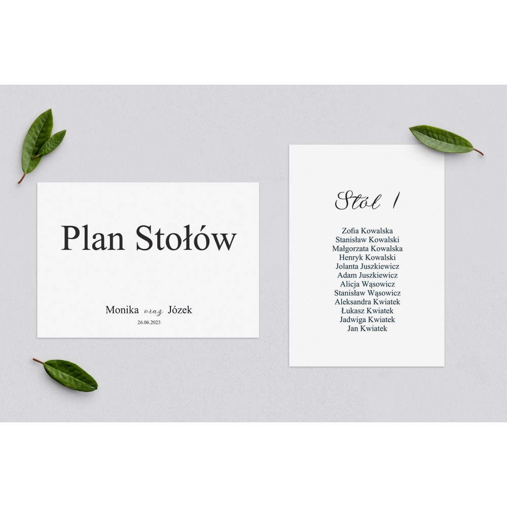 Plan Stołów - Karteczka Minimalistyczne Motyw 6