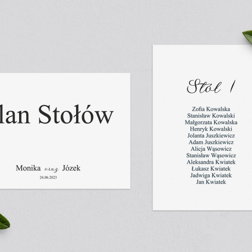 Plan Stołów - Karteczka Minimalistyczne Motyw 6