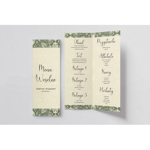Menu Weselne Vintage - Motyw 2