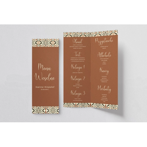 Menu Weselne Vintage - Motyw 3