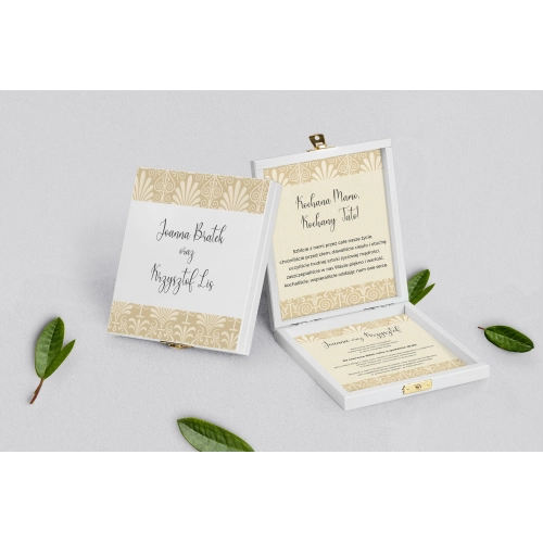 Zaproszenie dla Rodziców - białe Vintage Motyw 1