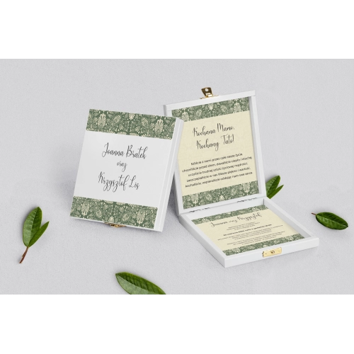 Zaproszenie dla Rodziców - białe Vintage Motyw 2