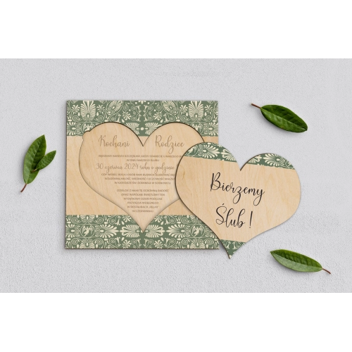 Drewniane Zaproszenie dla Rodziców - Vintage Motyw 2