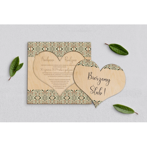 Drewniane Zaproszenie dla Rodziców - Vintage Motyw 3