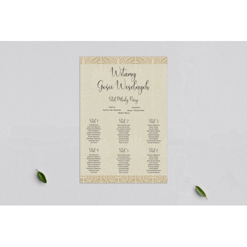 Plan stołów weselnych Vintage - Motyw 1