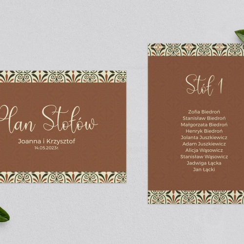 Plan Stołów - Karteczka Vintage Motyw 3