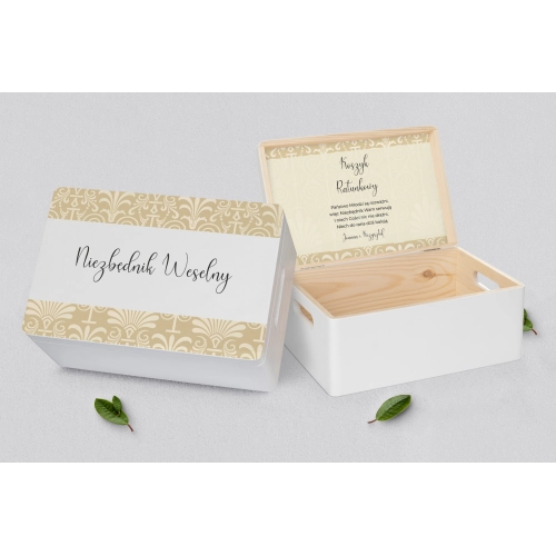 Koszyczek ratunkowy weselny biały - Vintage Motyw 1