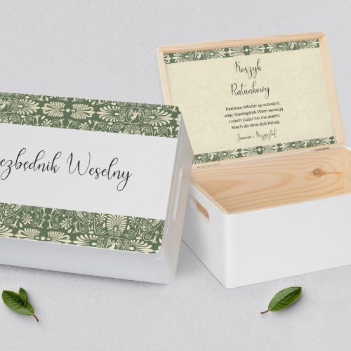 Koszyczek ratunkowy weselny biały - Vintage Motyw 2