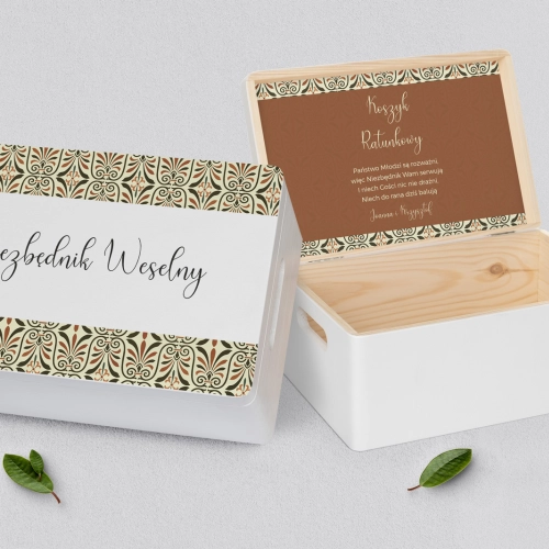 Koszyczek ratunkowy weselny biały - Vintage Motyw 3