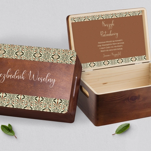 Koszyczek ratunkowy weselny brązowy - Vintage Motyw 3