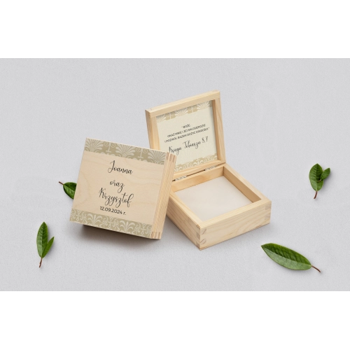 Pudełko na obrączki naturalne - Vintage Motyw 1
