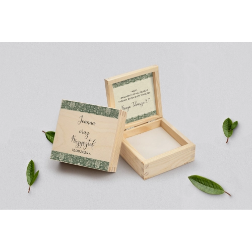 Pudełko na obrączki naturalne - Vintage Motyw 2
