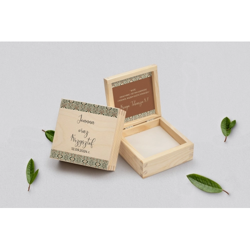 Pudełko na obrączki naturalne - Vintage Motyw 3