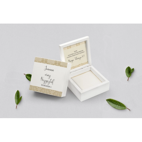 Pudełko na obrączki białe - Vintage Motyw 1