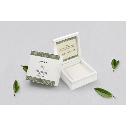 Pudełko na obrączki białe - Vintage Motyw 2