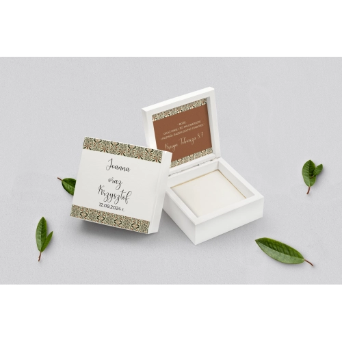 Pudełko na obrączki białe - Vintage Motyw 3