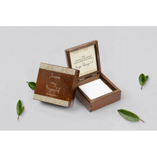 Pudełko na obrączki brązowe - Vintage Motyw 1