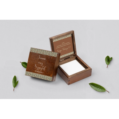 Pudełko na obrączki brązowe - Vintage Motyw 3