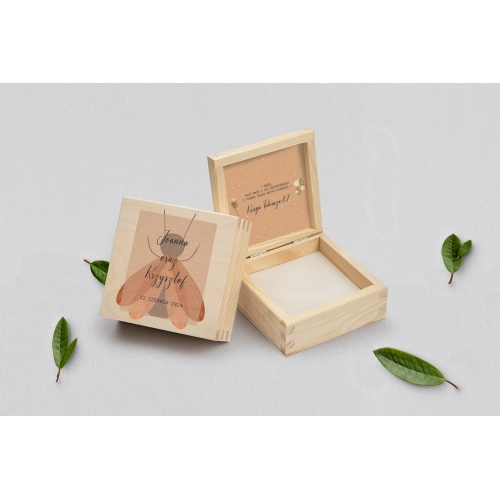 Pudełko na obrączki naturalne - Butterflies Motyw 2