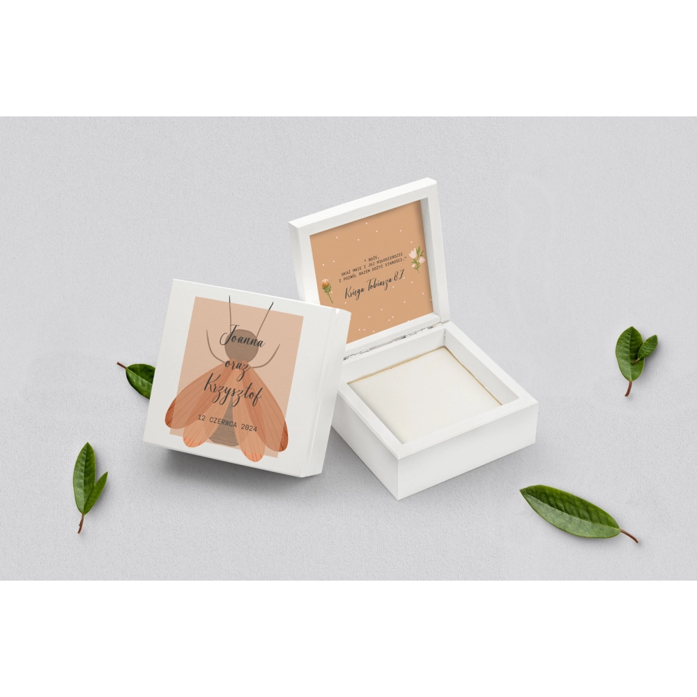 Pudełko na obrączki białe - Butterflies Motyw 2