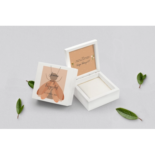 Pudełko na obrączki białe - Butterflies Motyw 2