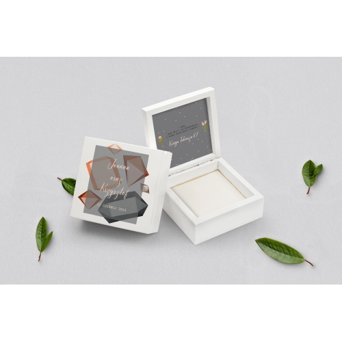 Pudełko na obrączki białe - Butterflies Motyw 3