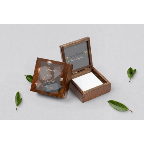 Pudełko na obrączki brązowe - Butterflies Motyw 3