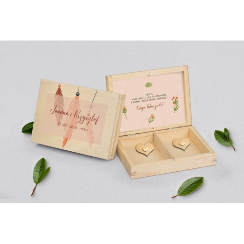 Pudełko na obrączki prostokątne naturalne - Butterflies - Motyw 1