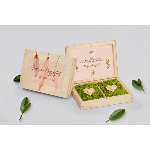 Pudełko na obrączki prostokątne naturalne - Butterflies - Motyw 1