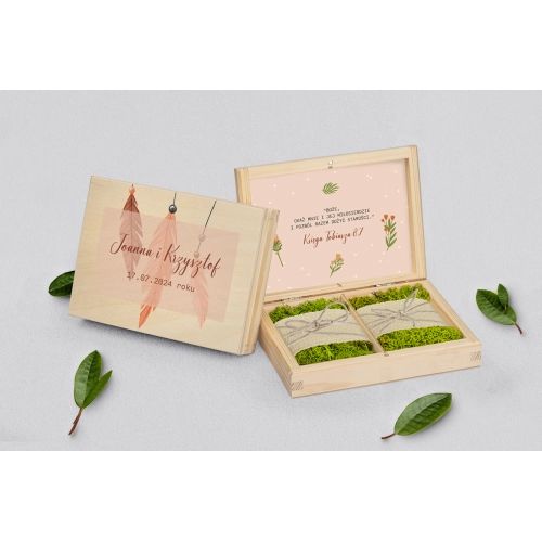 Pudełko na obrączki prostokątne naturalne - Butterflies - Motyw 1